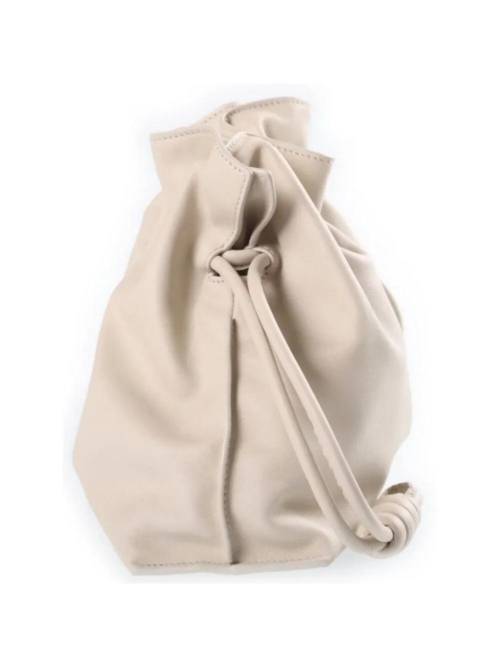 Loewe Flamenco Medium Drawstring Leather 2-Way Bag Silver Ivory
